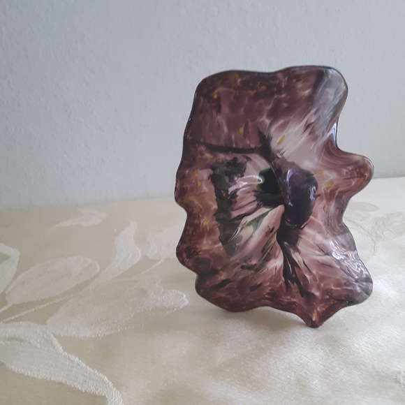 Deep Dark Purple Blown Glass Flower Sculpture USA - Picture 2 of 10
